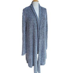 Joseph A. Longline Duster Striped Eyelash Grannycore Slouchy Knit Cardigan-M